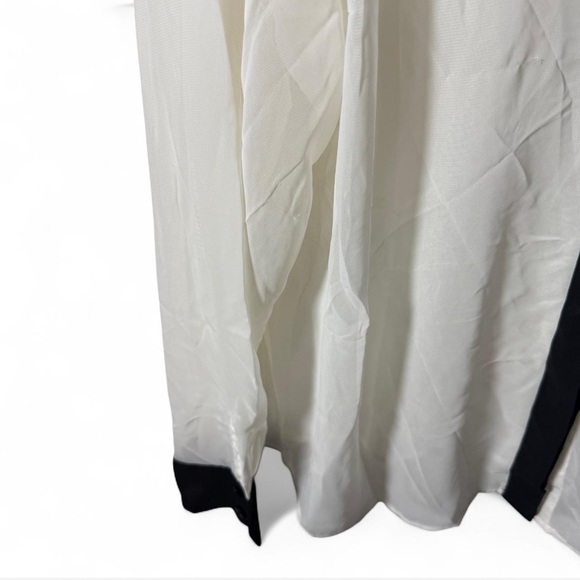 Worthington Sheer Blouse 1X White Black Button Down Long Sleeve Career Top - Picture 4 of 5